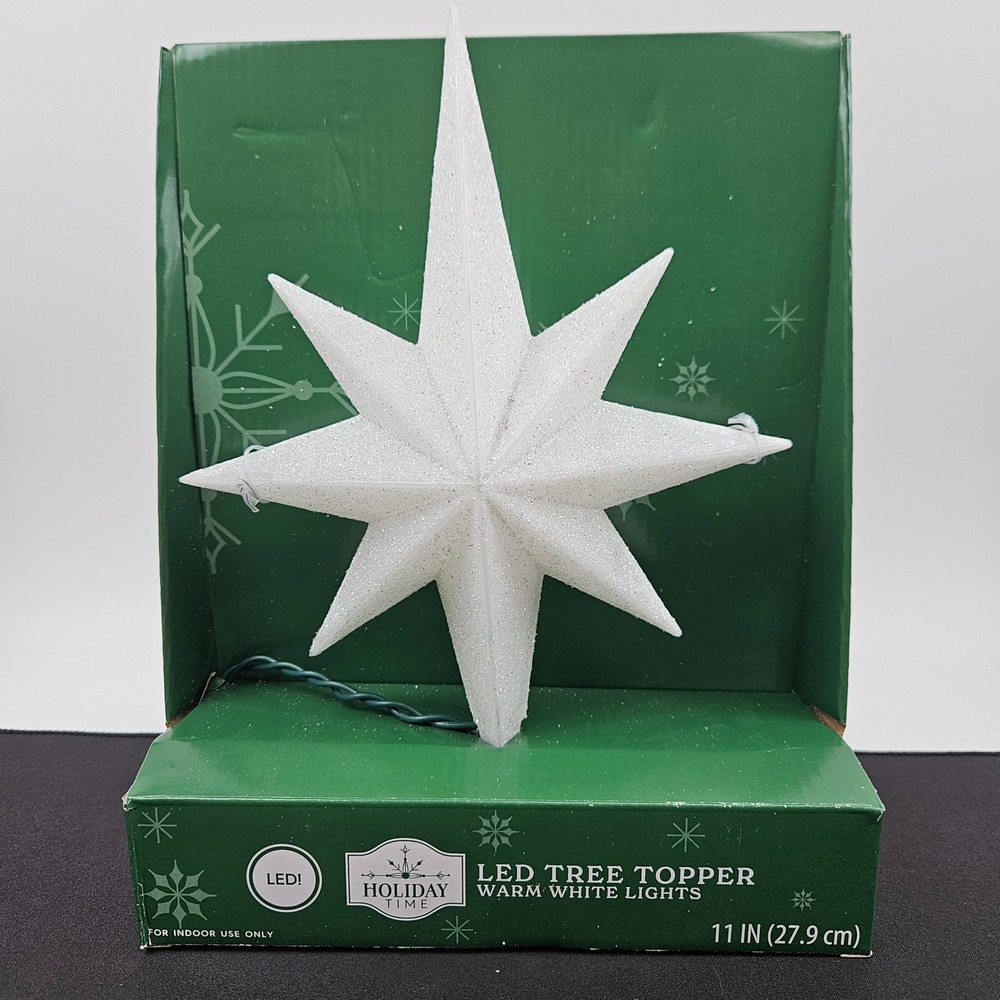 Holiday Time LED Tree Topper Warm White Lights Star 11 Inch